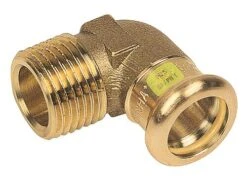 Coude 90° Bronze Mâle à Sertir GAZ ø14-15/21