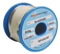 Bobine Soudure étain 40 % Fil âme Décapante 500 Grs