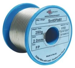 Bobine Soudure étain 40% Fil Plein 250 Grs