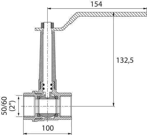 Vanne à Sphère à Rehausse Double Femelle 50/60 V490 - Manette Plate - PRONORM – Image 2