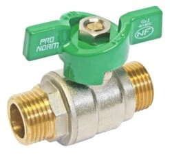 Vanne à Sphère NF Double Mâle 20/27 - Manette Papillon - PRONORM