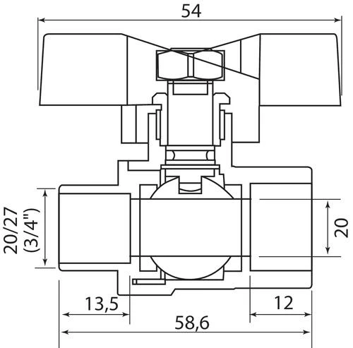 Vanne à Sphère NF Mâle Femelle 20/27 - Manette Papillon - PRONORM – Image 3