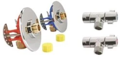 Kit FIXOPLAC Sous Lavabo Avec Robinets / Raccords Coudés - PER à Compression ø12 M12/17